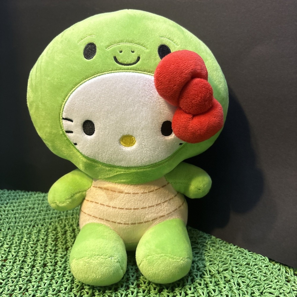 Hello Kitty 9" Turtle Dress‎ Up Plush Sanrio Fiesta Green Sea Turtle Stuffed Toy